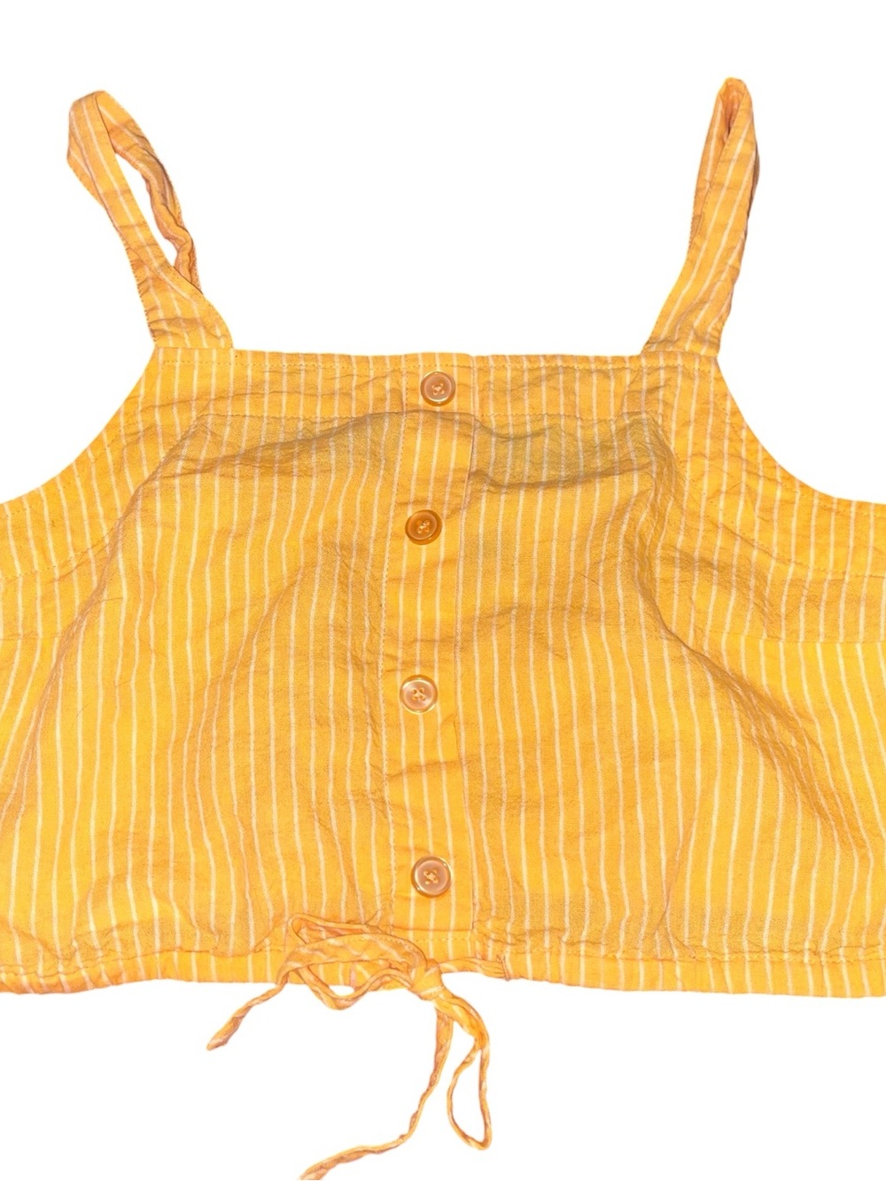 a new day Yellow Striped Button Front Cropped Tank
